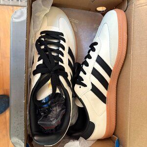 Adidas Samba Sneakers Size 8 1/2 (Mens size) Off-White with Black stripes